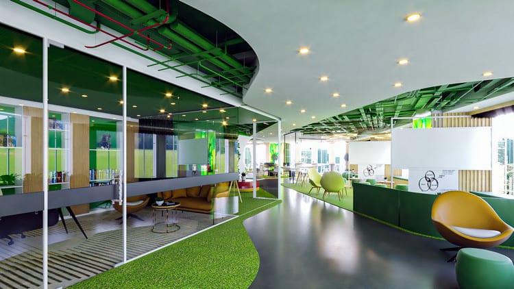 Thiết kế nội thất văn phòng xanh