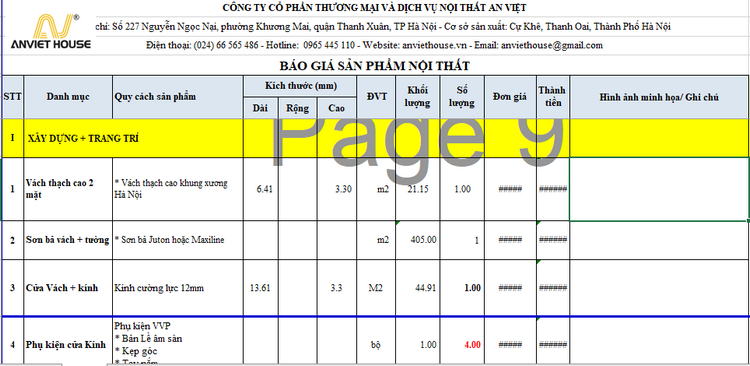 Báo giá thi công nội thất văn phòng