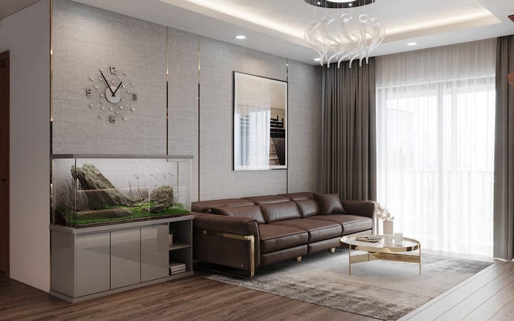 Laminate vân vải ốp tường phòng khách