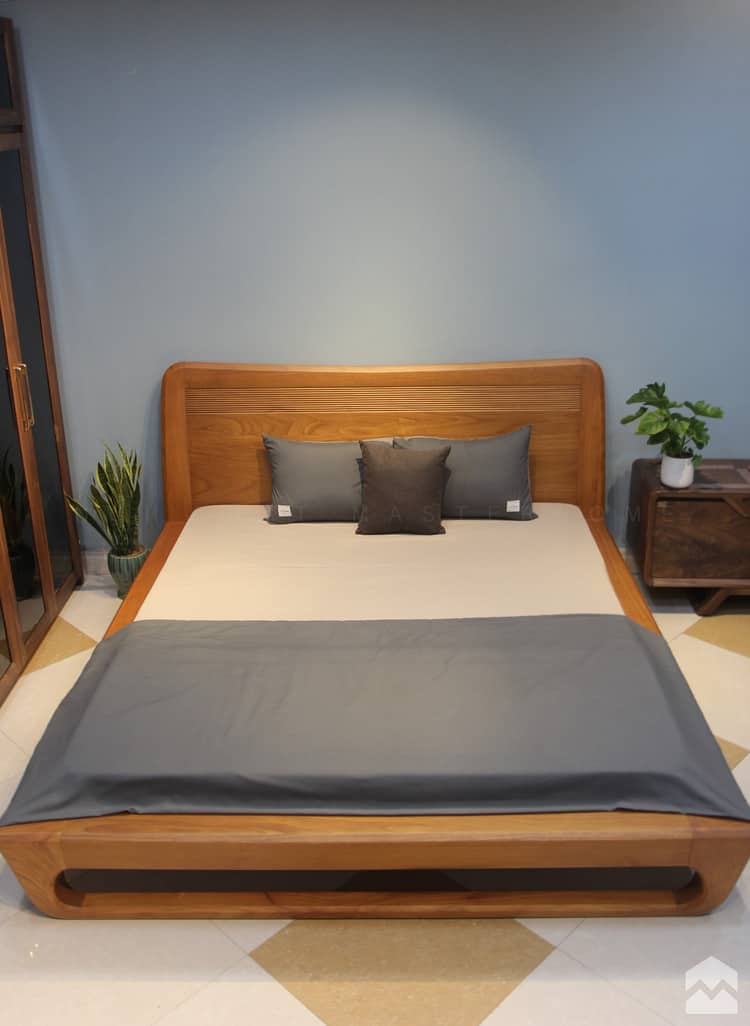 Giường gỗ gõ đỏ phong cách hiện đại
