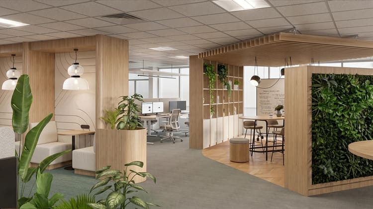 Kệ trang trí, tài liệu kết hợp vách ngăn phân chia không gian tiện ích