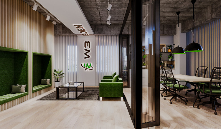 Thiết kế nội thất văn phòng không gian mở phong cách công nghiệp