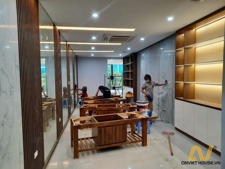 Anviethouse thi công nội thất showroom mỹ phẩm kết hợp spa