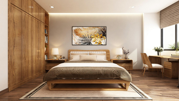 Giường ngủ thiết kế hiện đại nhưng không kém phần sang trọng