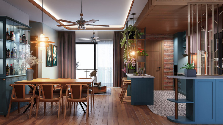 Thiết kế nội thất căn hộ 100m2 phong cách tropical