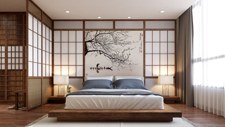 Phòng ngủ gỗ sồi kiểu Nhật