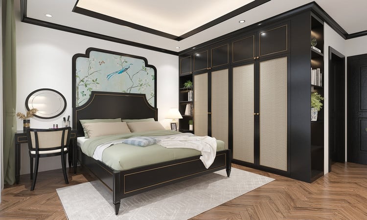 thiết kế phòng ngủ master phong cách indochine