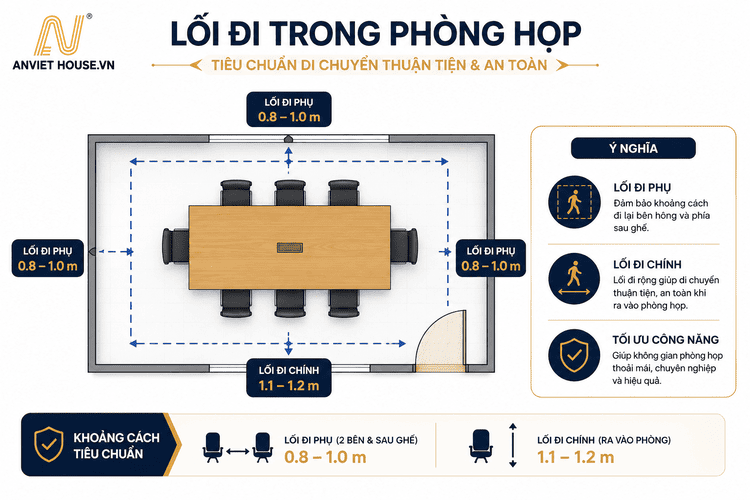 Bố trí lối đi trong phòng họp