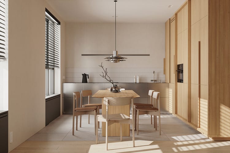 Thiết kế nội thất bếp tối giản phong cách Nhật Bản