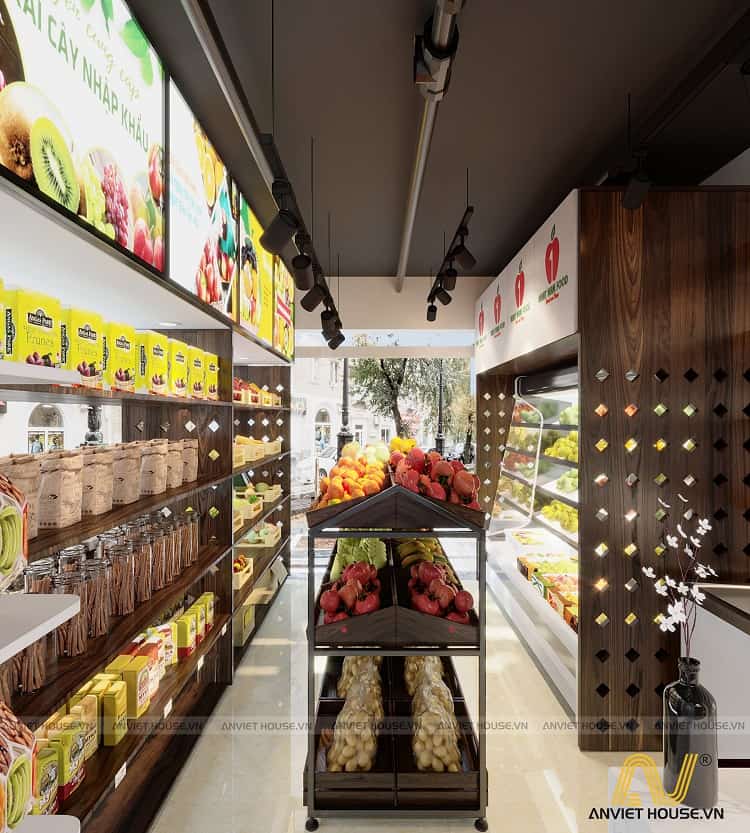 thiết kế nội thất cửa hàng hoa quả nhập khẩu Nhất Nam Food