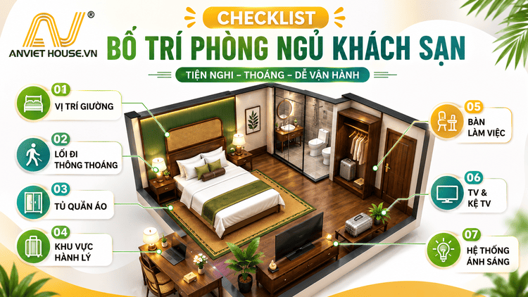 Checklist bố trí nội thất phòng ngủ khách sạn khoa học