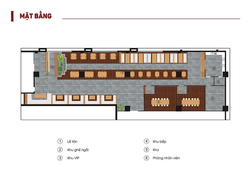 Bố trí mặt bằng công năng nhà hàng