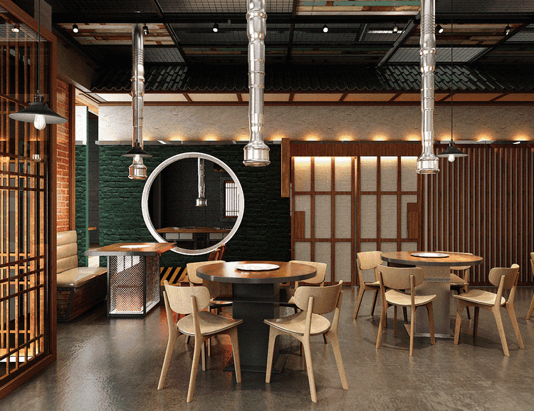 Thiết kế nội thất nhà hàng cổ điển Hàn Quốc