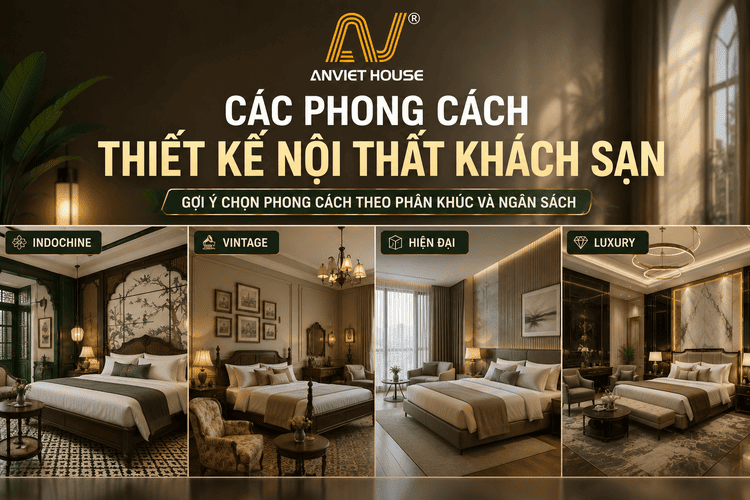 Các phong cách thiết kế nội thất khách sạn được yêu thích hiện nay