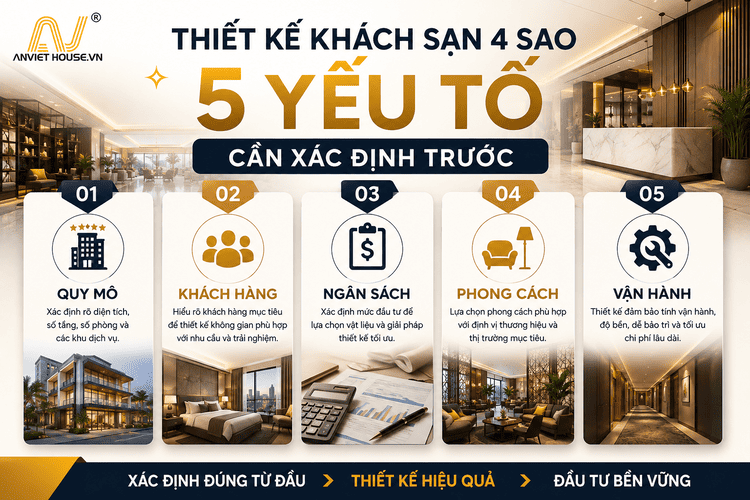 Thiết kế nội thất khách sạn 4 sao, 5 yếu tố cần xác định trước