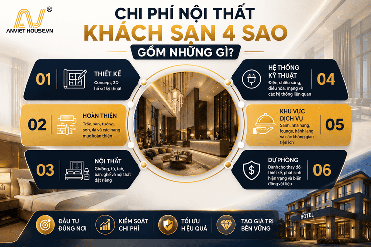 Chi phí nội thất khách sạn 4 sao gồm những gì