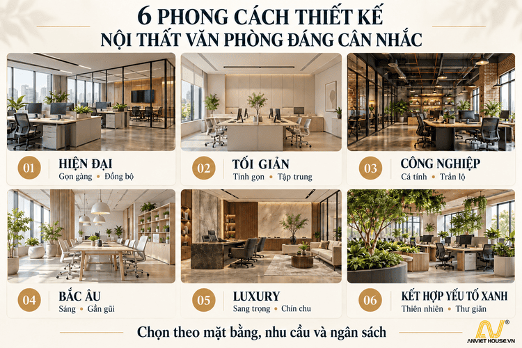 6 phong cách thiết kế nội thất văn phòng đáng cân nhắc