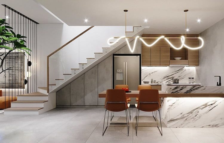 Mẫu thiết kế phòng bếp dưới gầm cầu thang đẹp