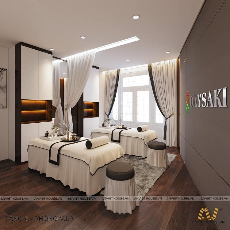 thiết kế nội thất showroom mỹ phẩm tích hợp spa làm đẹp Daysaki phạm ngọc thạch