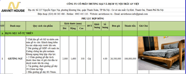 Báo giá nội thất gỗ sồi mỹ tại Anviethouse - cập nhật T10.2022