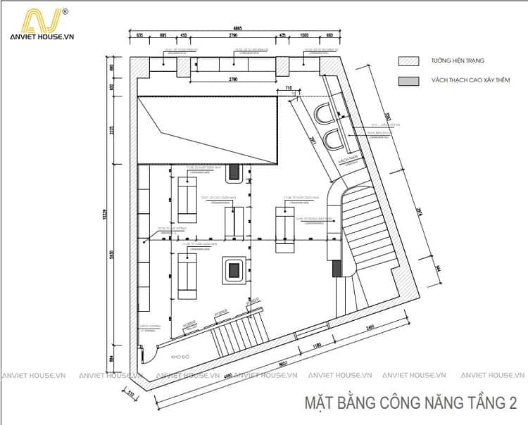 thiết kế mặt bằng công năng showroom mỹ phẩm tích hợp spa làm đẹp daysaki phạm ngọc thạch