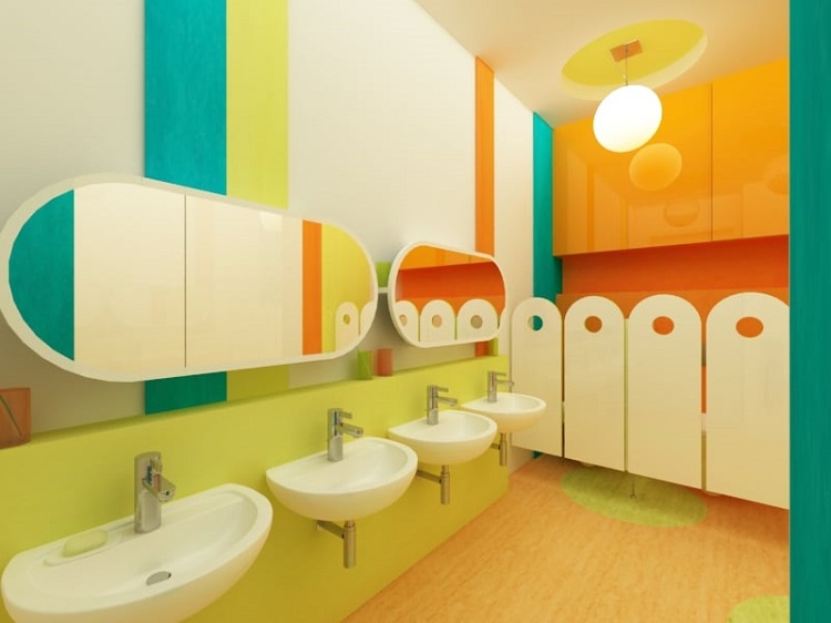 nội thất nhà vệ sinh trường học