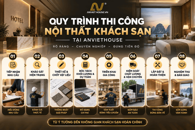 Quy trình thi công nội thất khách sạn tại Anviethouse