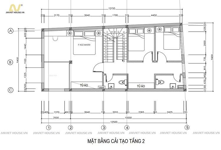anviethouse thiết kế mặt bằng công năng nhà ống