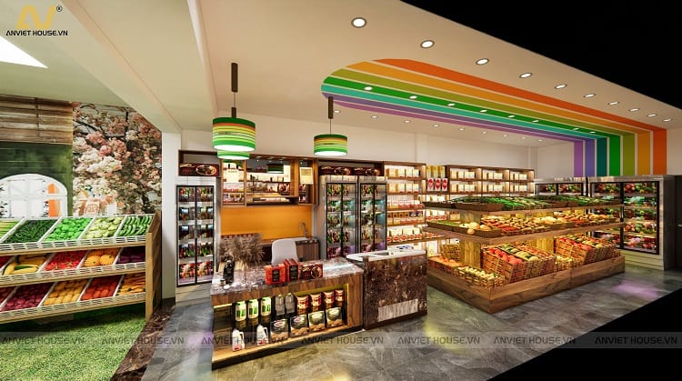 anviethouse thiết kế nội thất siêu thị thực phẩm sạch chị Vân