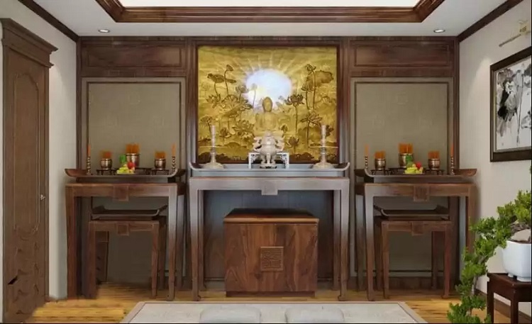 phòng thờ gỗ tự nhiên
