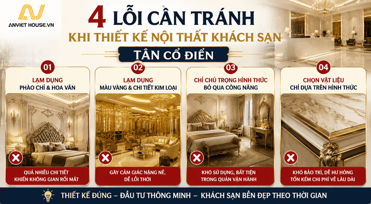 4 Lỗi cần tránh khi thiết kế nội thất khách sạn tân cổ điển