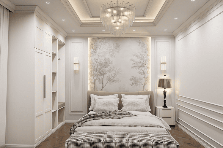 Vách đầu giường tạo điểm nhấn ấn tượng
