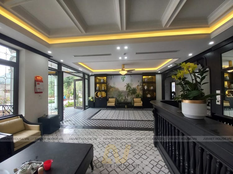 Anviethouse thi công nội thất sảnh khách sạn indochine