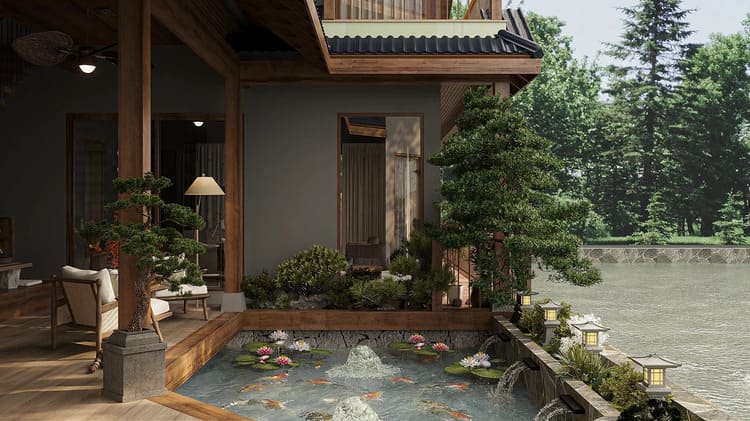 Không gian xanh mát, gần gũi với thiên nhiên.