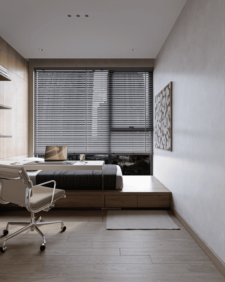 Bố trí tối giản giúp căn phòng luôn thông thoáng.