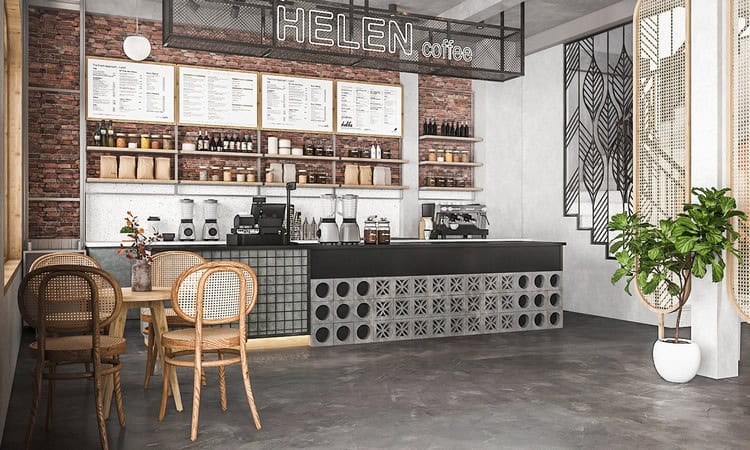 Thiết kế quán cafe 12 tầng phong cách hiện đại