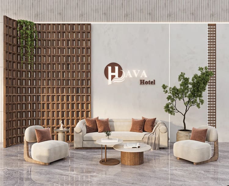 Sảnh khách sạn hiện đại, rộng rãi và sang trọng.