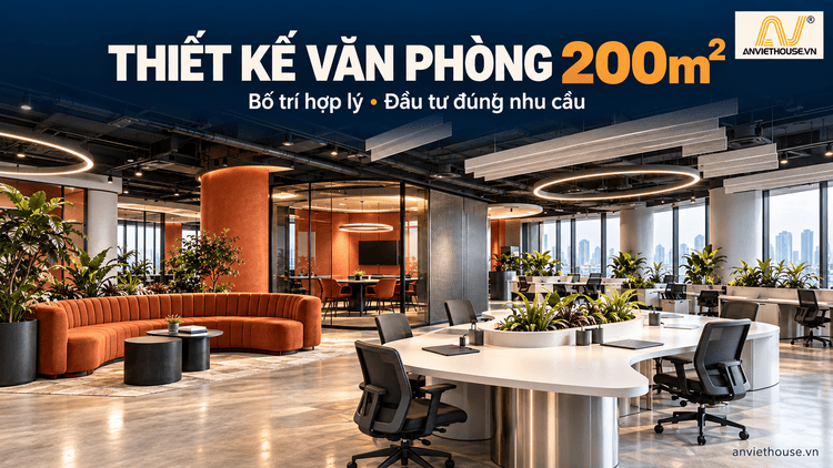 Thiết kế văn phòng 200m2 chuyên nghiệp
